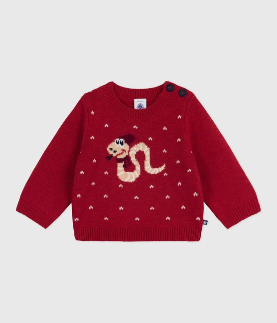 Pullover in maglia di lana e cotone neonato rosso CORRIDA