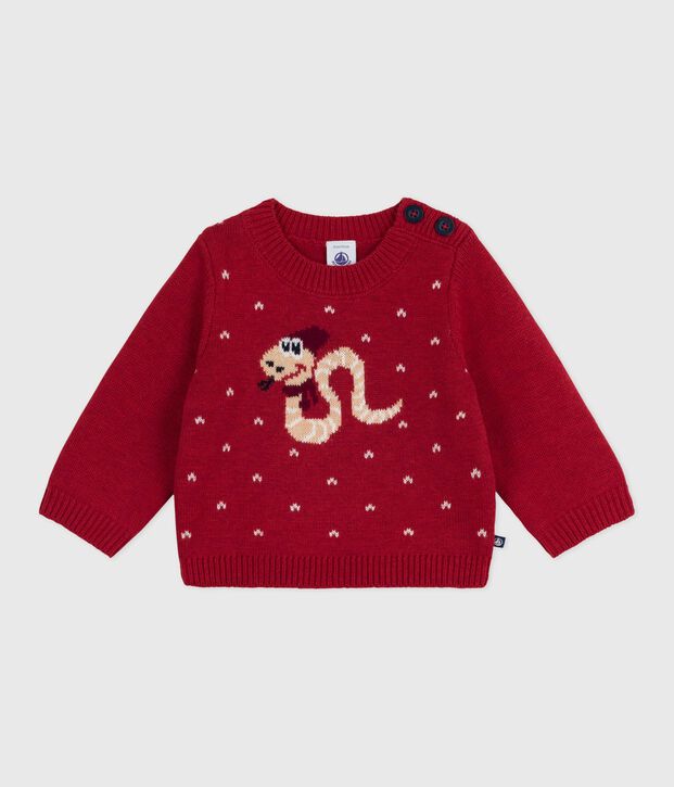 Pullover in maglia di lana e cotone neonato rosso