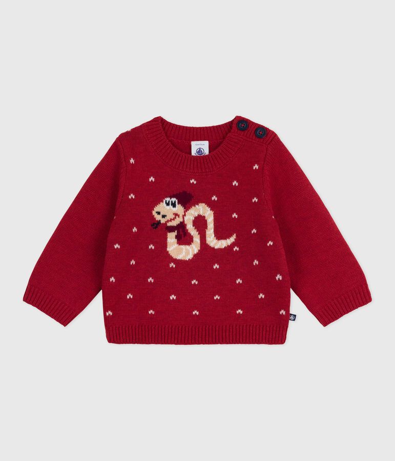Pullover in maglia di lana e cotone neonato rosso