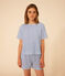Pigiama donna con pantaloncini e t-shirt in cotone con motivo floreale blu MARSHMALLOW/ INCOGNITO