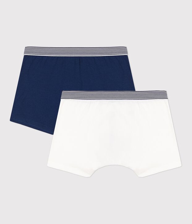 Confezione da 2 boxer ragazzo in cotone biologico e elastan multicolore