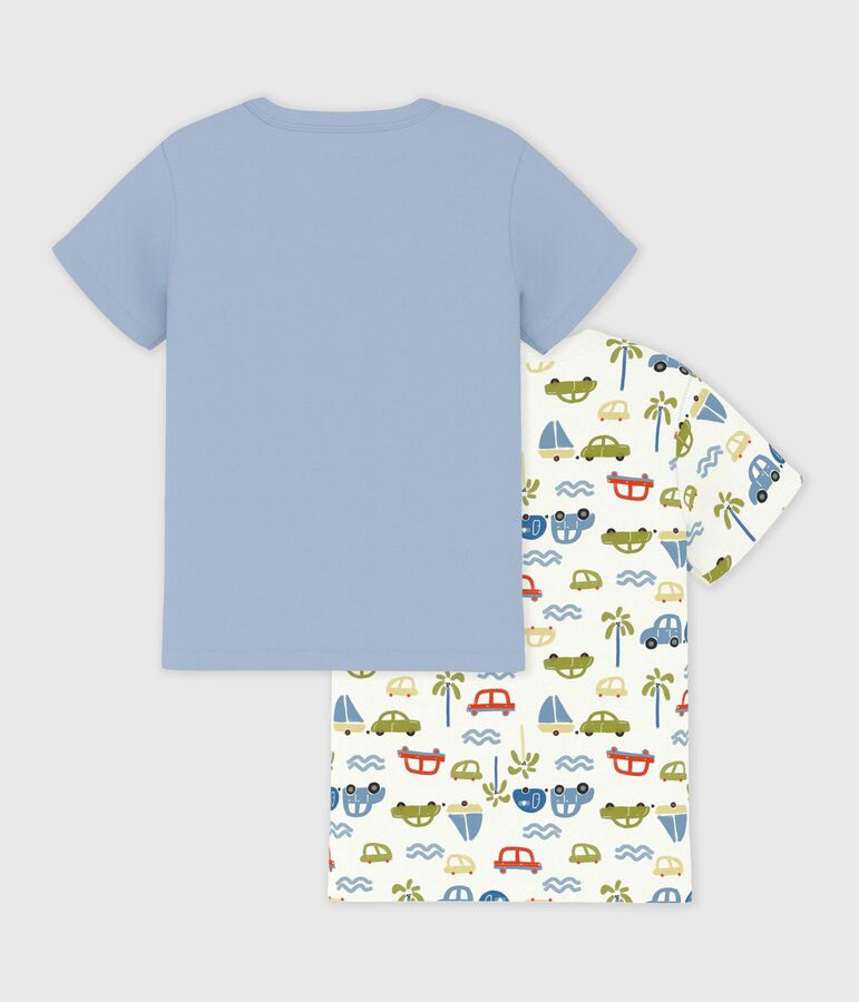Set di T-shirt bambino a maniche corte in cotone con automobili multicolore