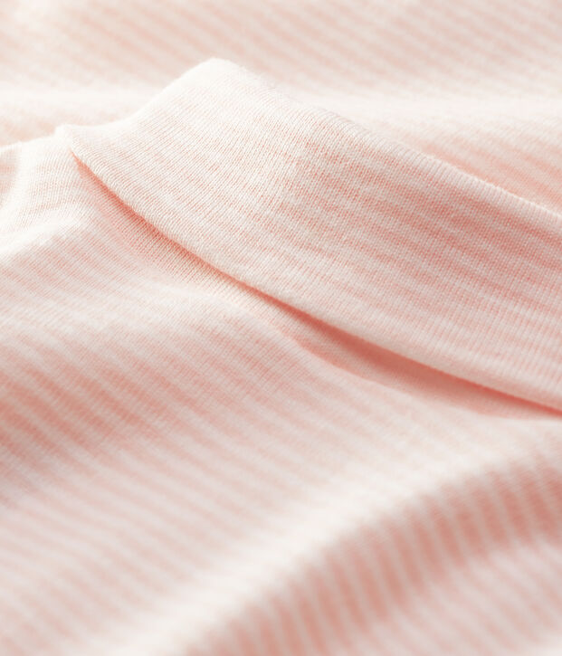 Body manica lunga e dolcevita beb&egrave; rosa/bianco