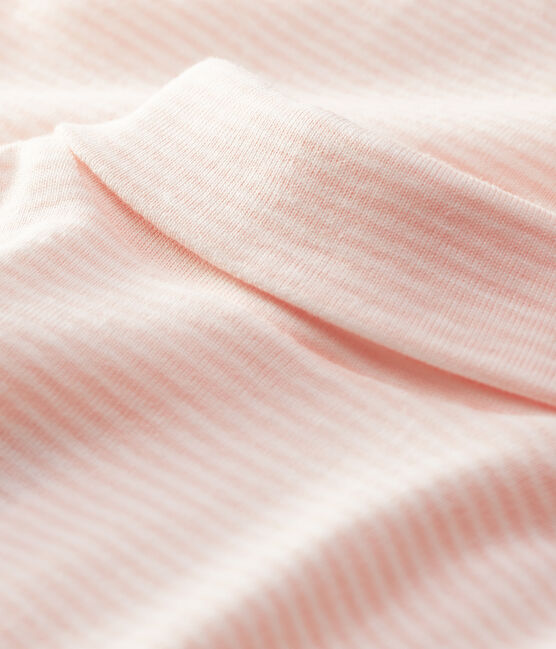 Body manica lunga e dolcevita bebè rosa MINOIS/bianco MARSHMALLOW
