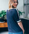 tee-shirtdonna maniche corte in lino blu SMOKING