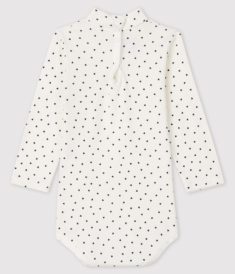 Body manica lunga e collo alto beb&egrave; bianco/blu