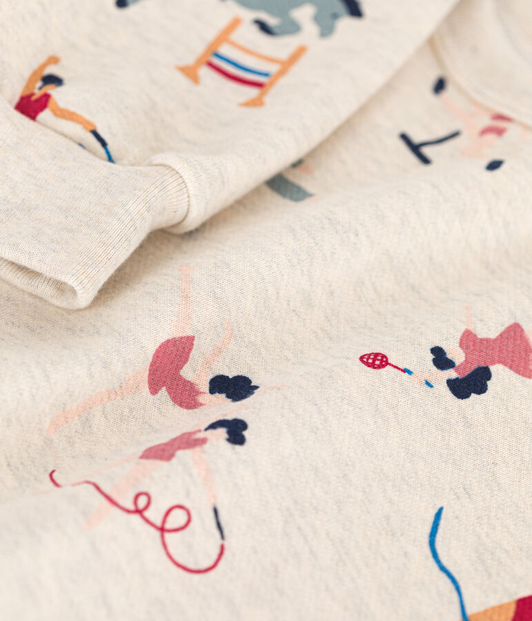 Maglia in tessuto felpato bambina beige/multicolore