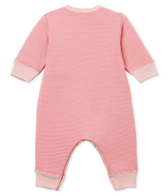 Tutina pigiama senza piedi in tubique da neonato rosa CHEEK/bianco MARSHMALLOW