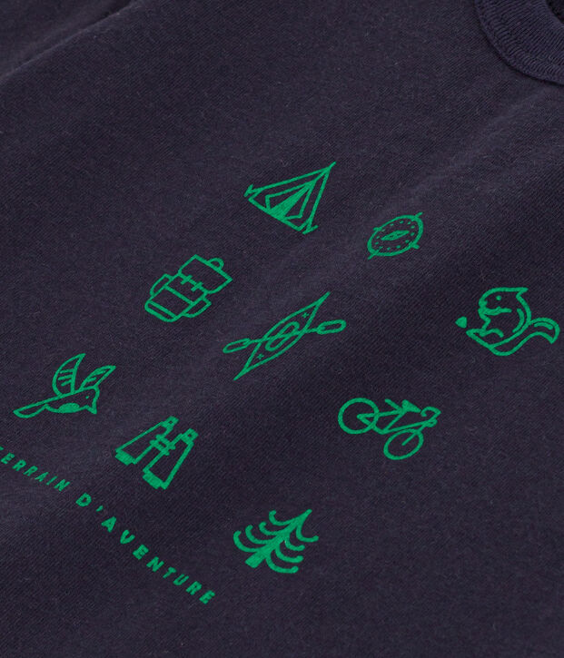 T-shirt a maniche corte in jersey leggero beb&egrave; blu/multicolore