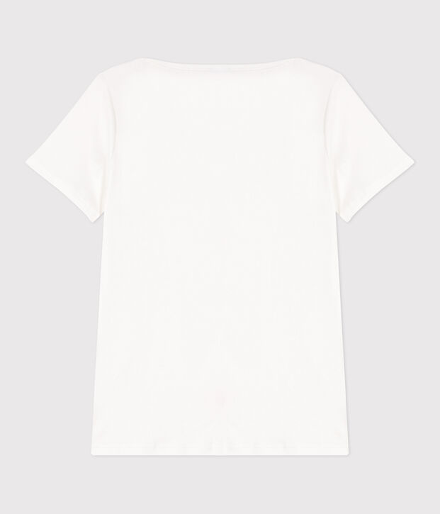 Iconica T-shirt da donna con collo da ammiraglio in cotone bianco