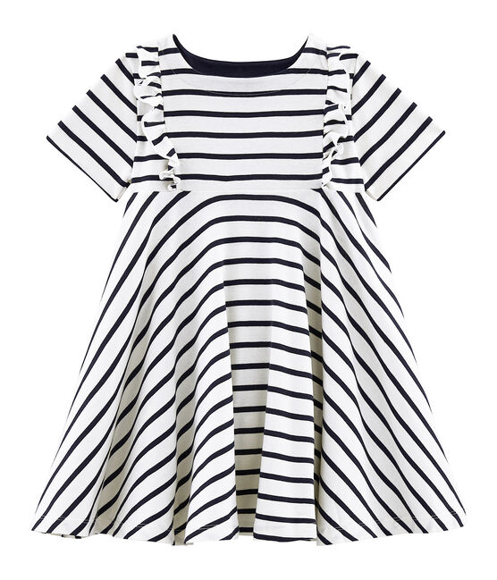 Abito bambina beige COQUILLE/blu ABYSSE