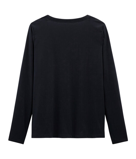 T-shirt manica lunga in cotone Sea Island donna blu MARINE