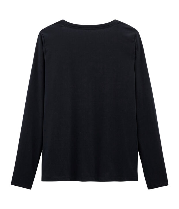 T-shirt manica lunga in cotone Sea Island donna blu