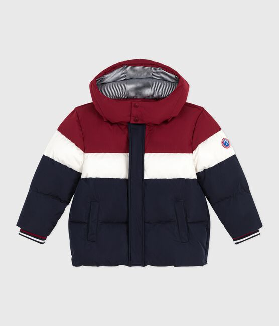 Piumino tinta unita color block bambino blu SMOKING/bianco MULTICO