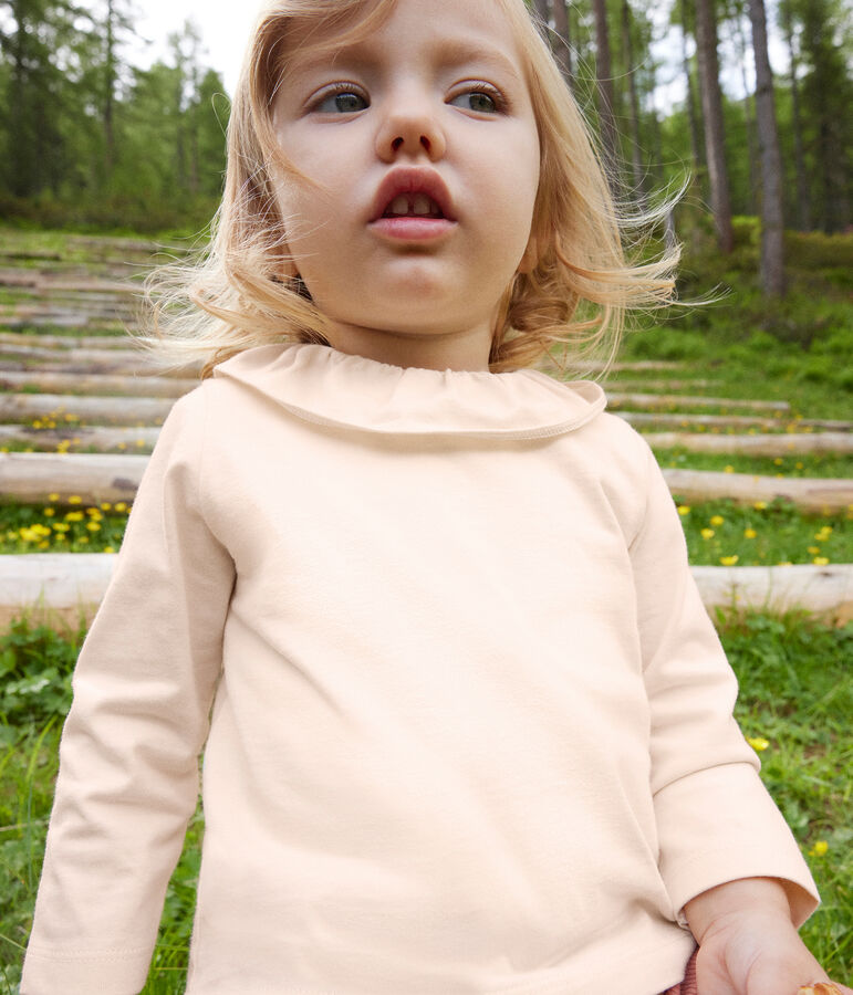 Blusa a manica lunga in jersey per beb&egrave; ecru