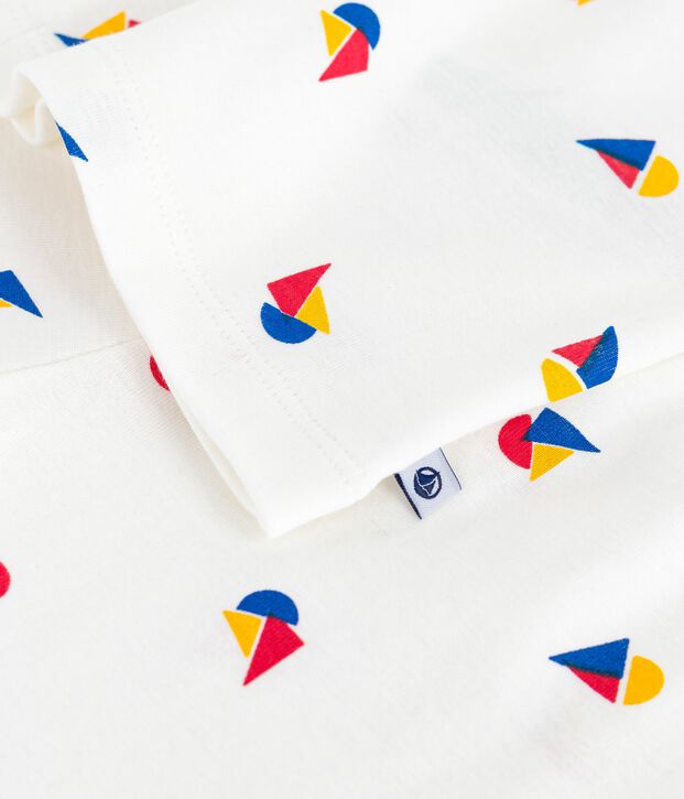 Pigiama bambino in cotone con bottoni e stampa bianco/blu/multicolore