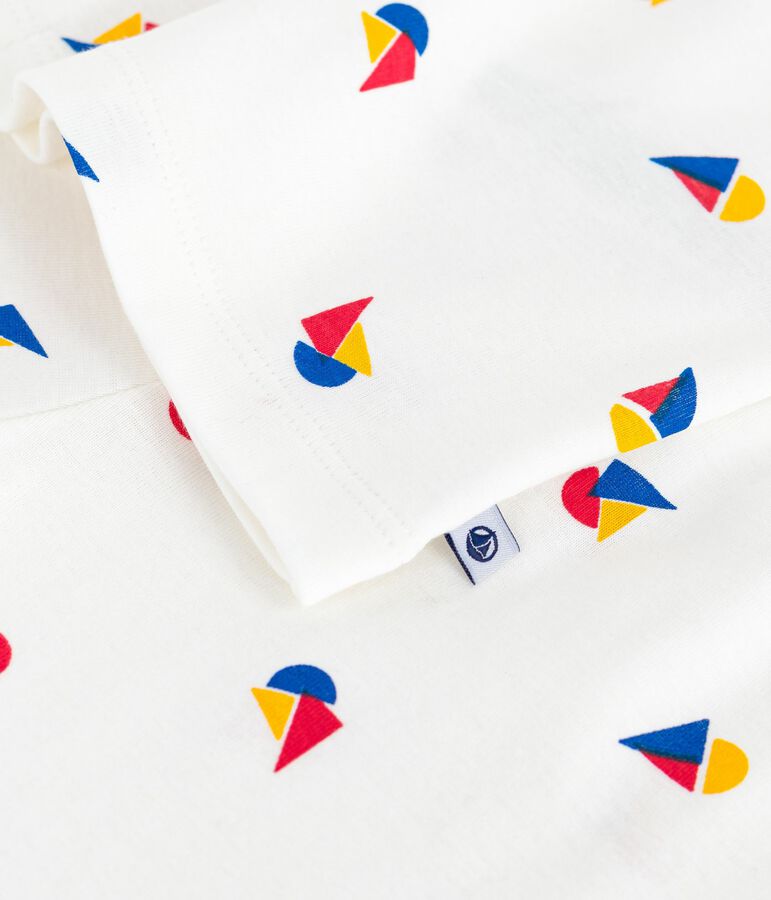 Pigiama bambino in cotone con bottoni e stampa bianco/blu/multicolore