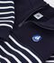 Felpa con mezza cerniera in cotone a righe bambino blu/bianco