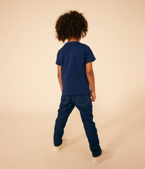 T-shirt bambino in jersey fiammato blu MEDIEVAL