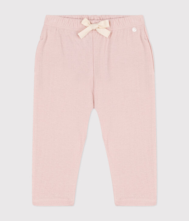 Pantalone beb&egrave; in tubique tinta unita rosa