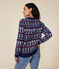 Maglione in misto lana e cotone jacquard donna blu MEDIEVAL/bianco MULTICO