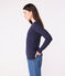 T-shirt L'Iconique a maniche lunghe in misto lana e cotone donna blu SMOKING
