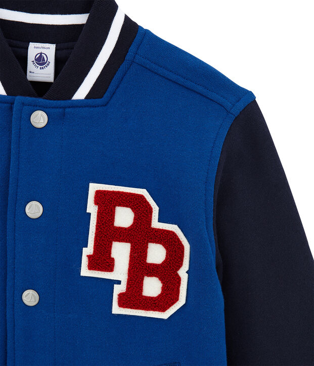 Blouson teddy per bambino in molleton rivestito blu/blu