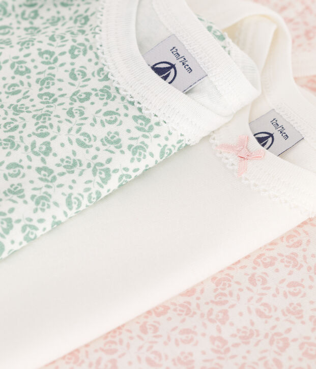 Set da 3 body a maniche corte in cotone a fiori neonato multicolore