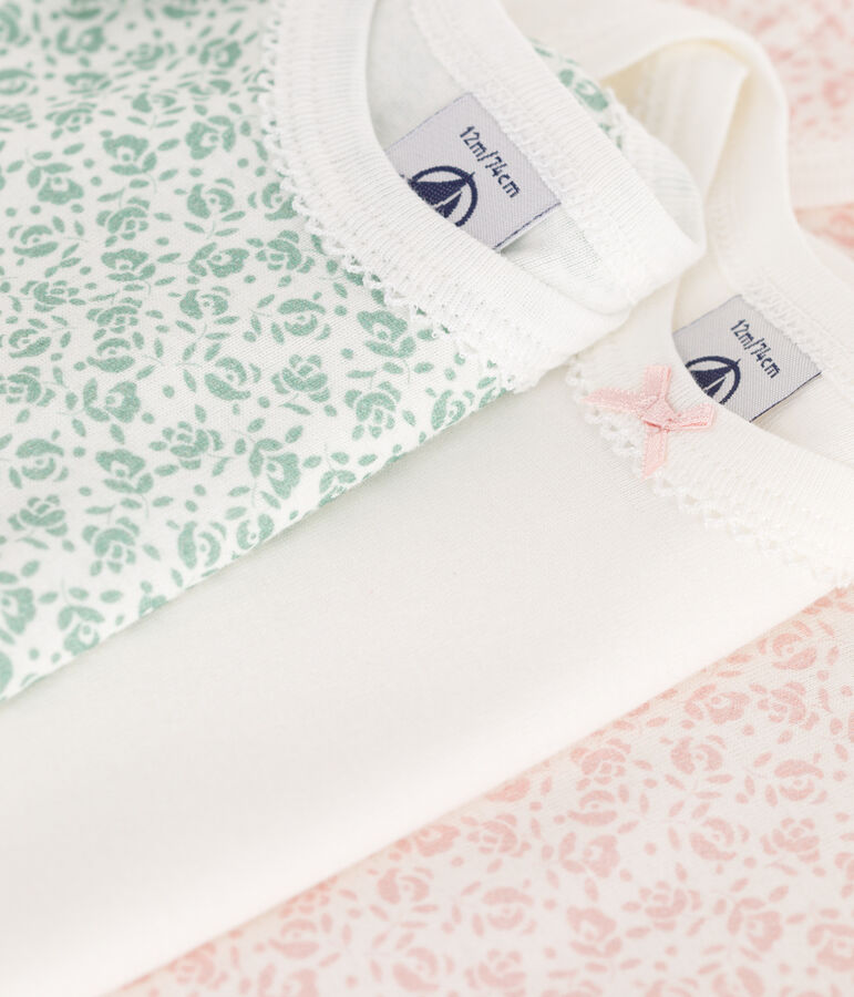 Set da 3 body a maniche corte in cotone a fiori neonato multicolore