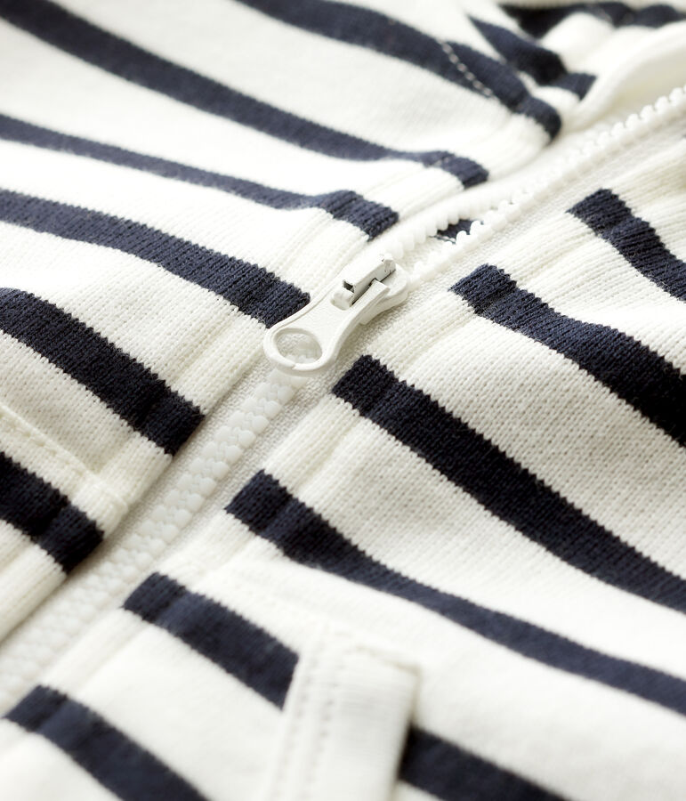 Felpa con cappuccio in jersey beb&egrave; maschio bianco MARSHMALLOW/blu SMOKING