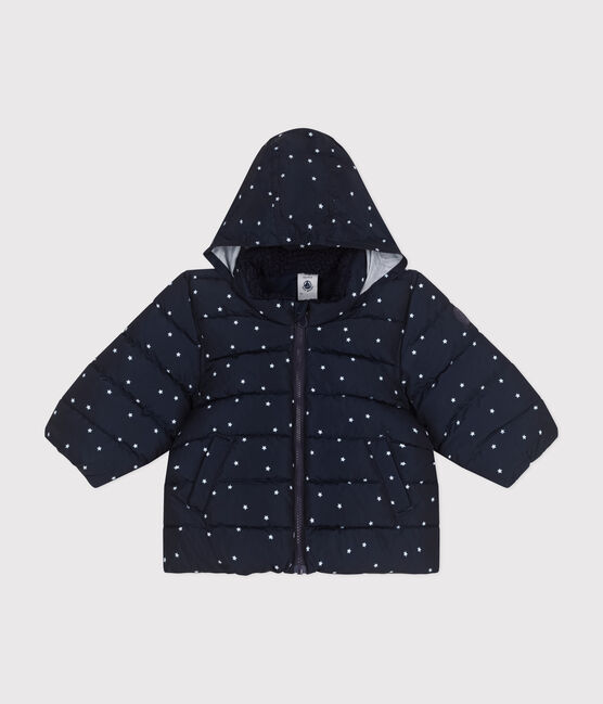 Piumino con stampa e cappuccio retraibile neonato blu SMOKING/bianco MARSHMALLOW