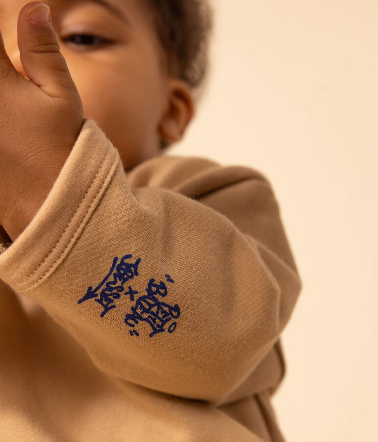 Tutina lunga in tessuto felpato per beb&egrave; beige TOURONE