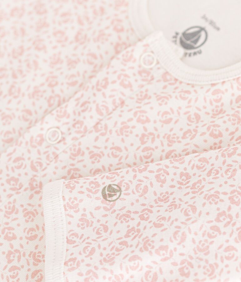 Bodyjama senza piedi in cotone bianco/rosa