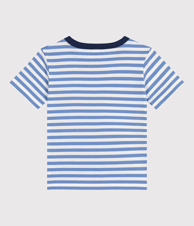 T-shirt a righe in jersey leggero bambino blu/bianco