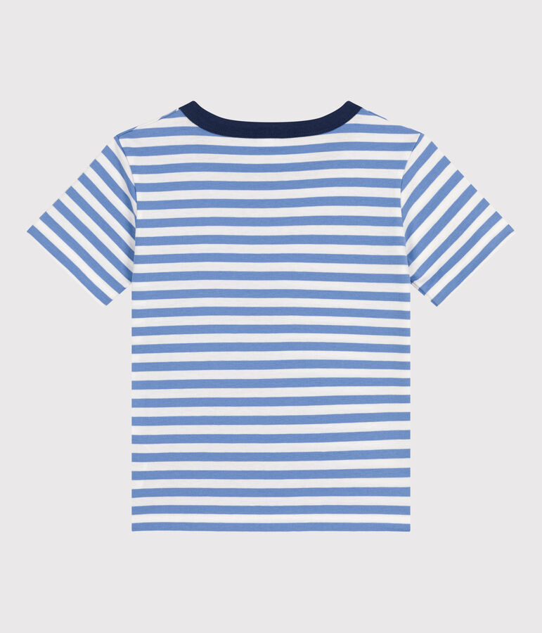 T-shirt a righe in jersey leggero bambino blu/bianco