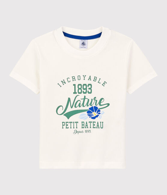 T-shirt maniche corte in jersey bambino bianco MARSHMALLOW