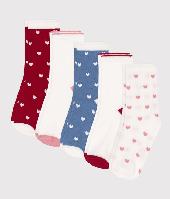 5 paia di calzini in cotone a cuori bambina variante 1