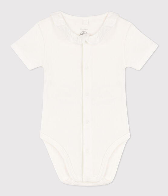 Body bebè a manica corta con colletto in cotone bianco MARSHMALLOW