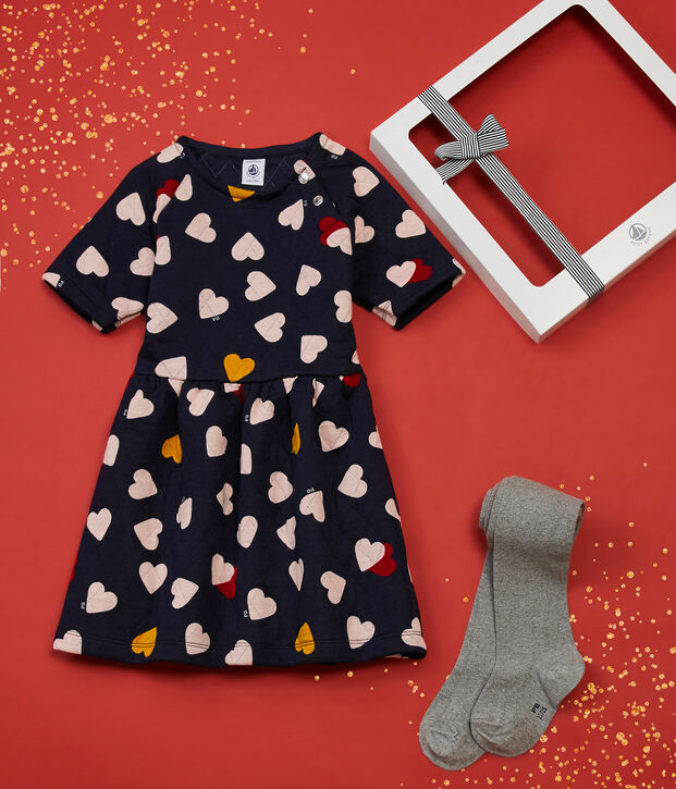 Confezione regalo abito con cuore e collant bambina multicolore