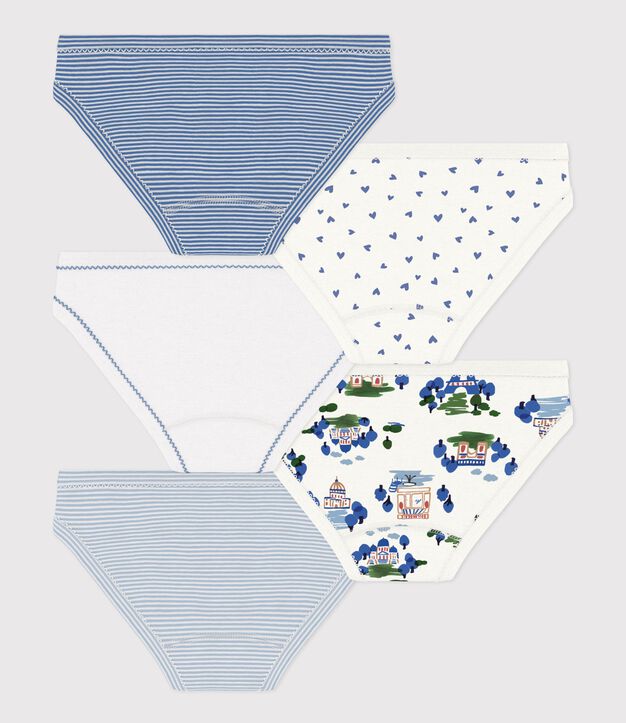 Set di slip in cotone con stampa bambina multicolore