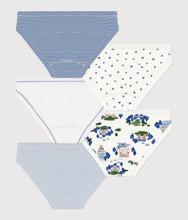 Set di slip in cotone con stampa bambina multicolore