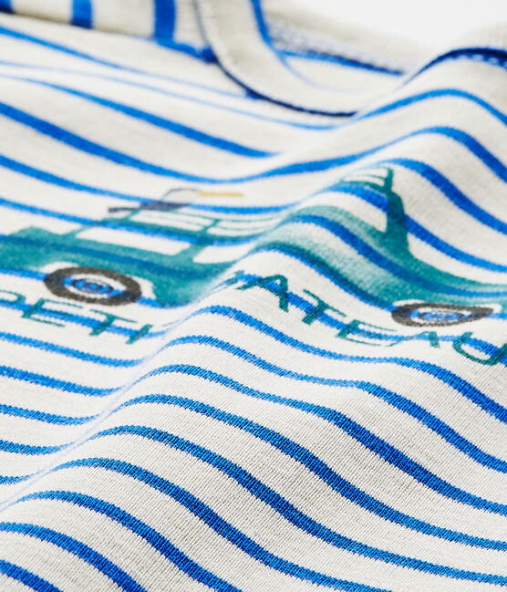 Tutina bebé bambino marinière bianco FETA/blu PERSE