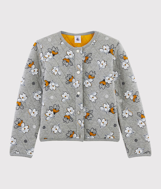 Cardigan in tubique bambina grigio SUBWAY/bianco MULTICO