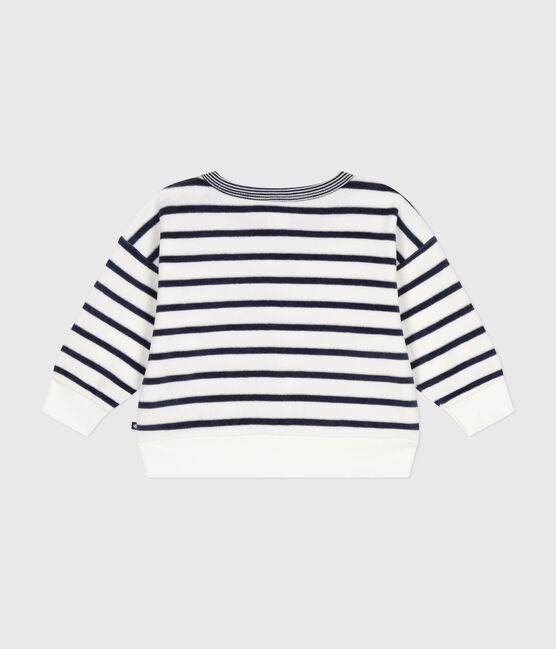Felpa in velluto bouclé neonato bianco MARSHMALLOW/blu SMOKING