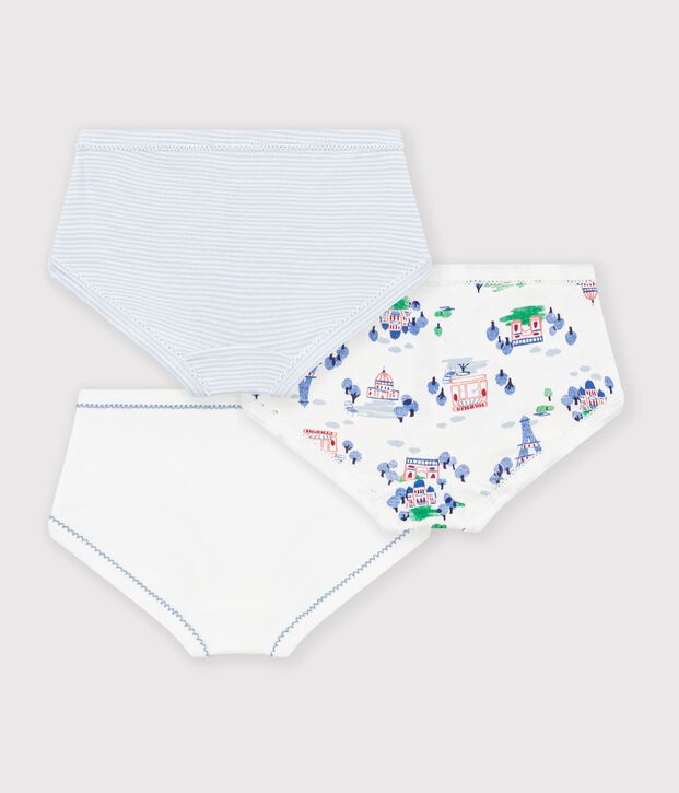 Set di slip a vita alta in cotone con stampa Parigi bambina multicolore