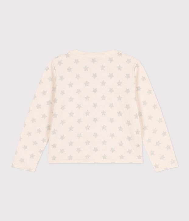 Cardigan in tubique stampato bambina ecru/grigio