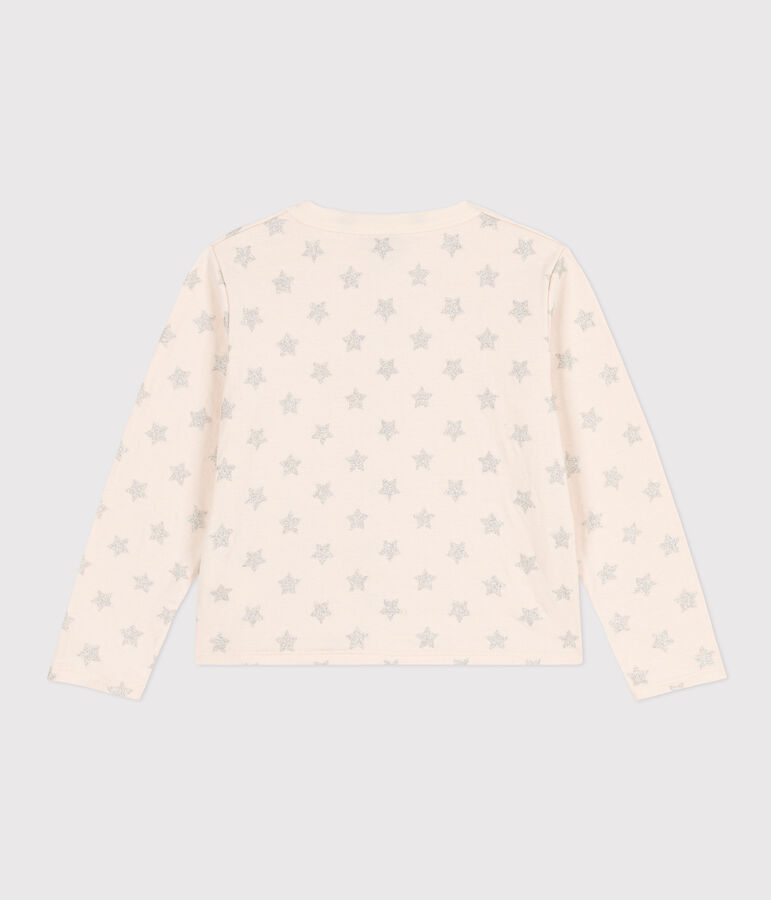 Cardigan in tubique stampato bambina ecru/grigio