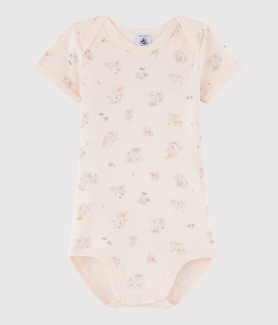 Body manica corta bebè femmina rosa FLEUR/bianco MULTICO