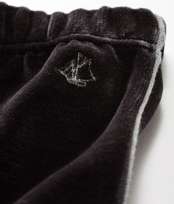 Pantalone bebè maschio in maglia di velluto nero NOIR