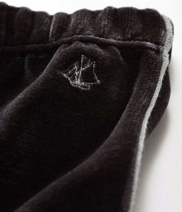 Pantalone beb&egrave; maschio in maglia di velluto nero
